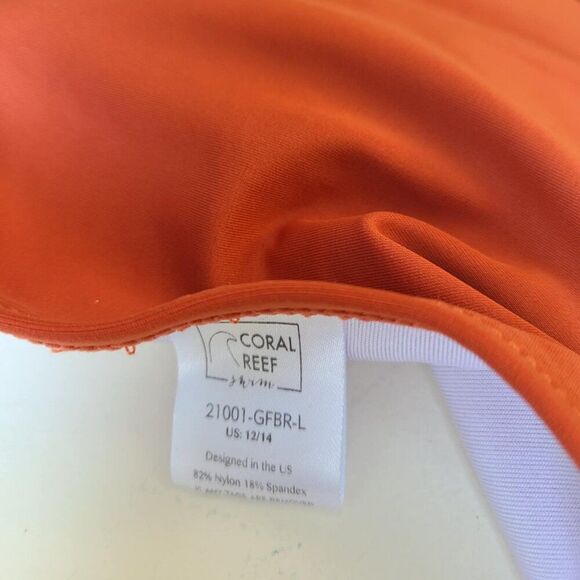 Coral Reef One Piece Swim Suit Open Back Giraffe Rust Print size Large 12/14 - Picture 2 of 10